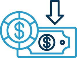 Dollar Line Blue Two Color Icon vector