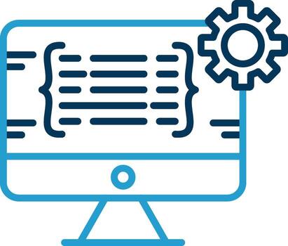 programación línea azul dos color icono vector