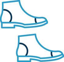 botas línea azul dos color icono vector