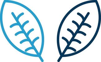 Leaves Line Blue Two Color Icon vector