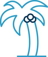 Palm Tree Line Blue Two Color Icon vector