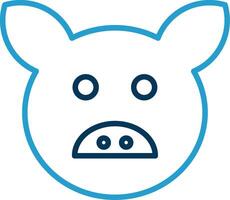 Pig Line Blue Two Color Icon vector