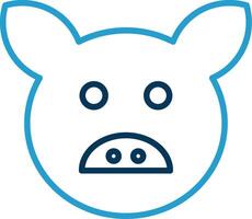 Pig Line Blue Two Color Icon vector