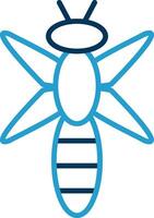 Dragonfly Line Blue Two Color Icon vector
