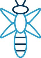 Dragonfly Line Blue Two Color Icon vector