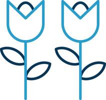 Flowers Line Blue Two Color Icon vector