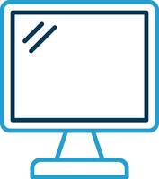 Monitor Screen Line Blue Two Color Icon vector