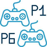 Player Versus Player Line Blue Two Color Icon vector