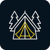 Tent Line Red Circle Icon vector