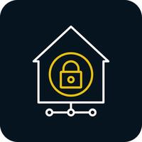 Home Network Security Line Red Circle Icon vector