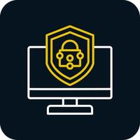 Security Computer Fix Line Red Circle Icon vector