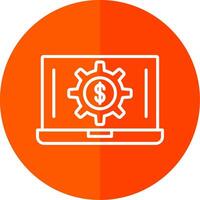 Laptop Money Line Red Circle Icon vector