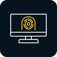 Security Computer Faceprint Line Red Circle Icon vector