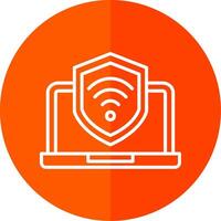 Security Laptop Connect Line Red Circle Icon vector