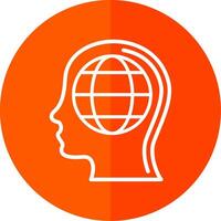 Global Mind Line Red Circle Icon vector