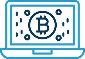 bitcoin ganancias línea azul dos color icono vector