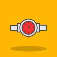 reloj de pulsera lleno sombra icono vector