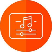 música y multimedia línea rojo circulo icono vector