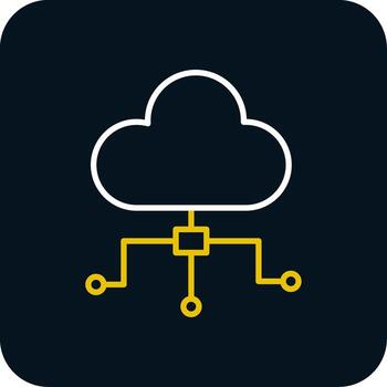 Cloud Computing Line Red Circle Icon vector