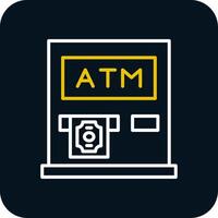 Atm Machine Line Red Circle Icon vector