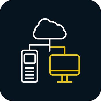 Cloud Computing Line Red Circle Icon vector