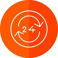 24 Hour Clock Line Red Circle Icon vector