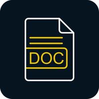 DOC File Format Line Red Circle Icon vector