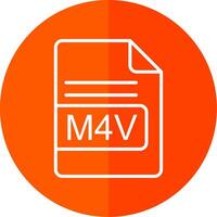 M4V File Format Line Red Circle Icon vector