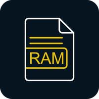 RAM File Format Line Red Circle Icon vector