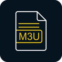 M3U File Format Line Red Circle Icon vector