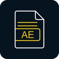 AE File Format Line Red Circle Icon vector