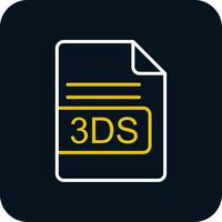 3DS File Format Line Red Circle Icon vector