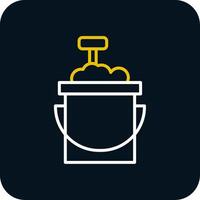 Sand Bucket Line Yellow White Icon vector