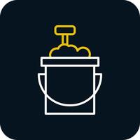 Sand Bucket Line Yellow White Icon vector