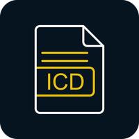icd archivo formato línea rojo circulo icono vector