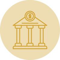 Bank Line Yellow Circle Icon vector