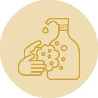 Hand Wash Line Yellow Circle Icon vector