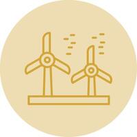 Wind Turbine Line Yellow Circle Icon vector