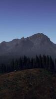 A view of a mountain range with trees in the foreground video