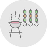 barbacoa línea lleno ligero icono vector