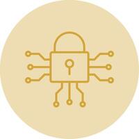 Cyber Security Line Yellow Circle Icon vector