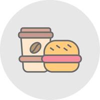 hamburguesa línea lleno ligero icono vector