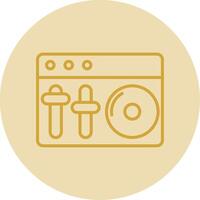 Dj Mixer Line Yellow Circle Icon vector