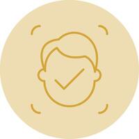 Facial Recognition Line Yellow Circle Icon vector
