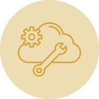 Cloud Computing Line Yellow Circle Icon vector