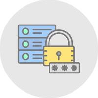 Secure Database Line Filled Light Icon vector