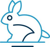 Rabbit Line Blue Two Color Icon vector