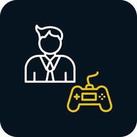 Gamer Line Yellow White Icon vector