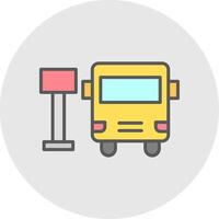 autobús estación línea lleno ligero icono vector