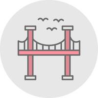 puente línea lleno ligero icono vector